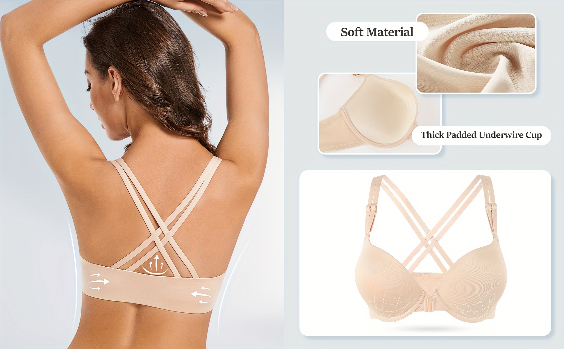 Solid Buckle Front T shirt Bras Comfy Breathable Intimates - Temu