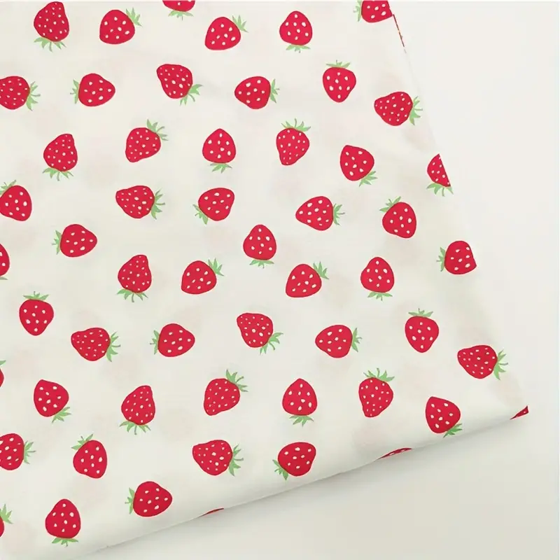 100% Cotton Fabric Cherry Strawberry Cotton Twill Fabric - Temu