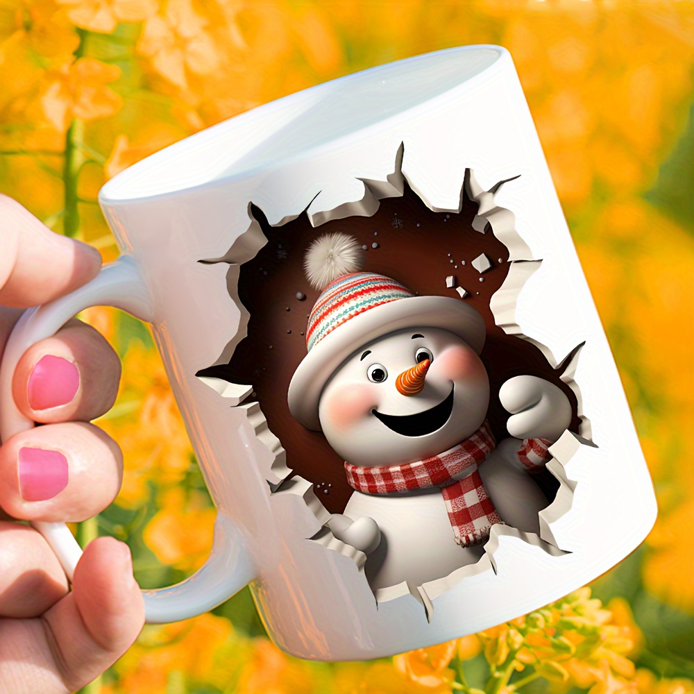 Christmas Ceramic Coffee Tea Cup Mug Cute Snowman Mug Red - Temu