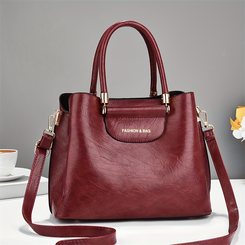 Classic Trendy Tote Bag, Solid Color Shoulder Bag, All-match Fixed