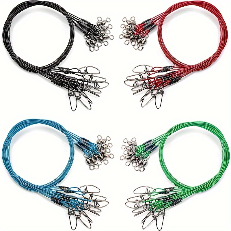 Fishing Wire Leaders Rigging Fishing Line Trace- 20/60Pcs 30cm/11.81  Stainless Steel Coated Line Fishing Rigging Trace Lure Snaps Swivel Fishing  Wire