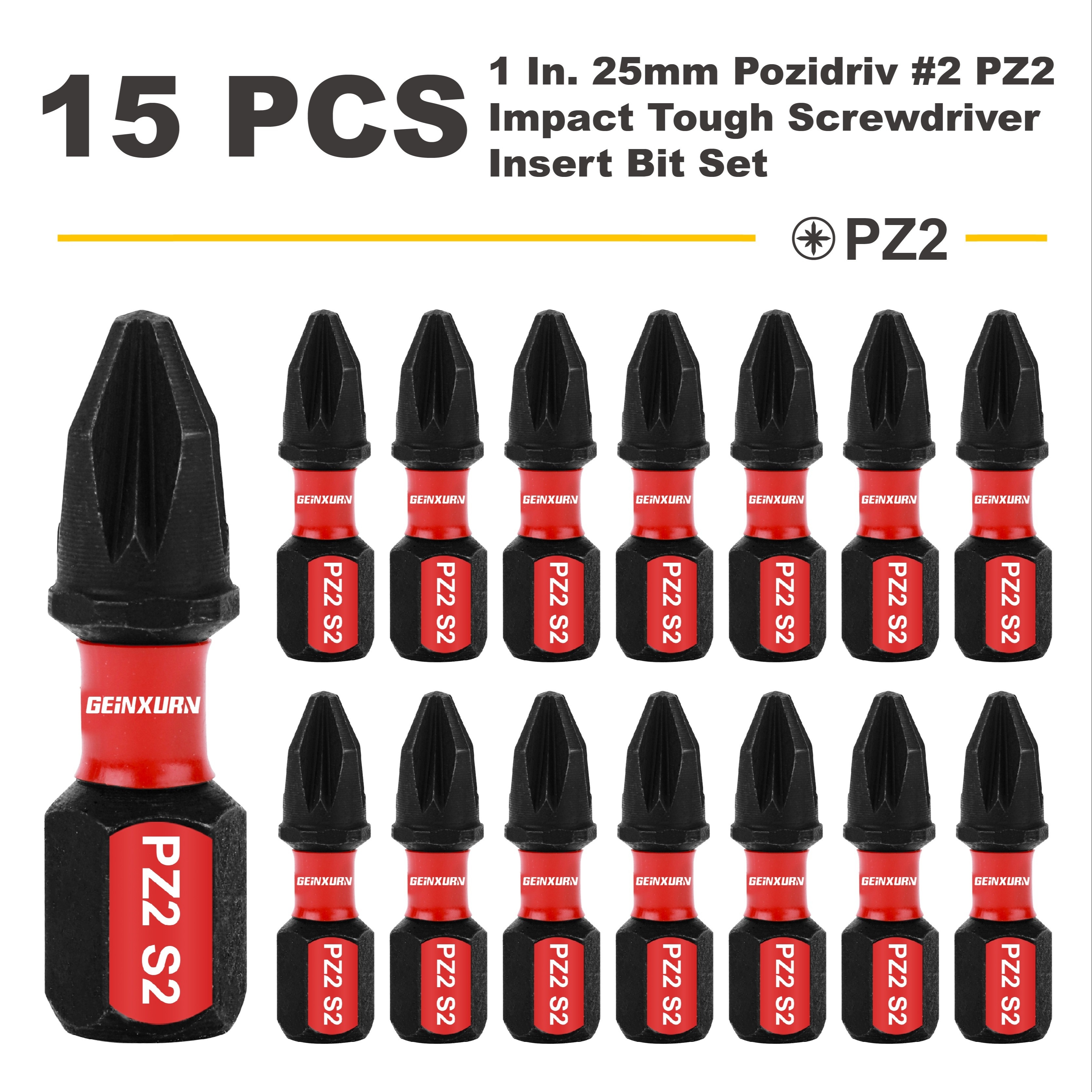 1in. 25mm #2 Pz2 Screwdriver Insert Bit Set