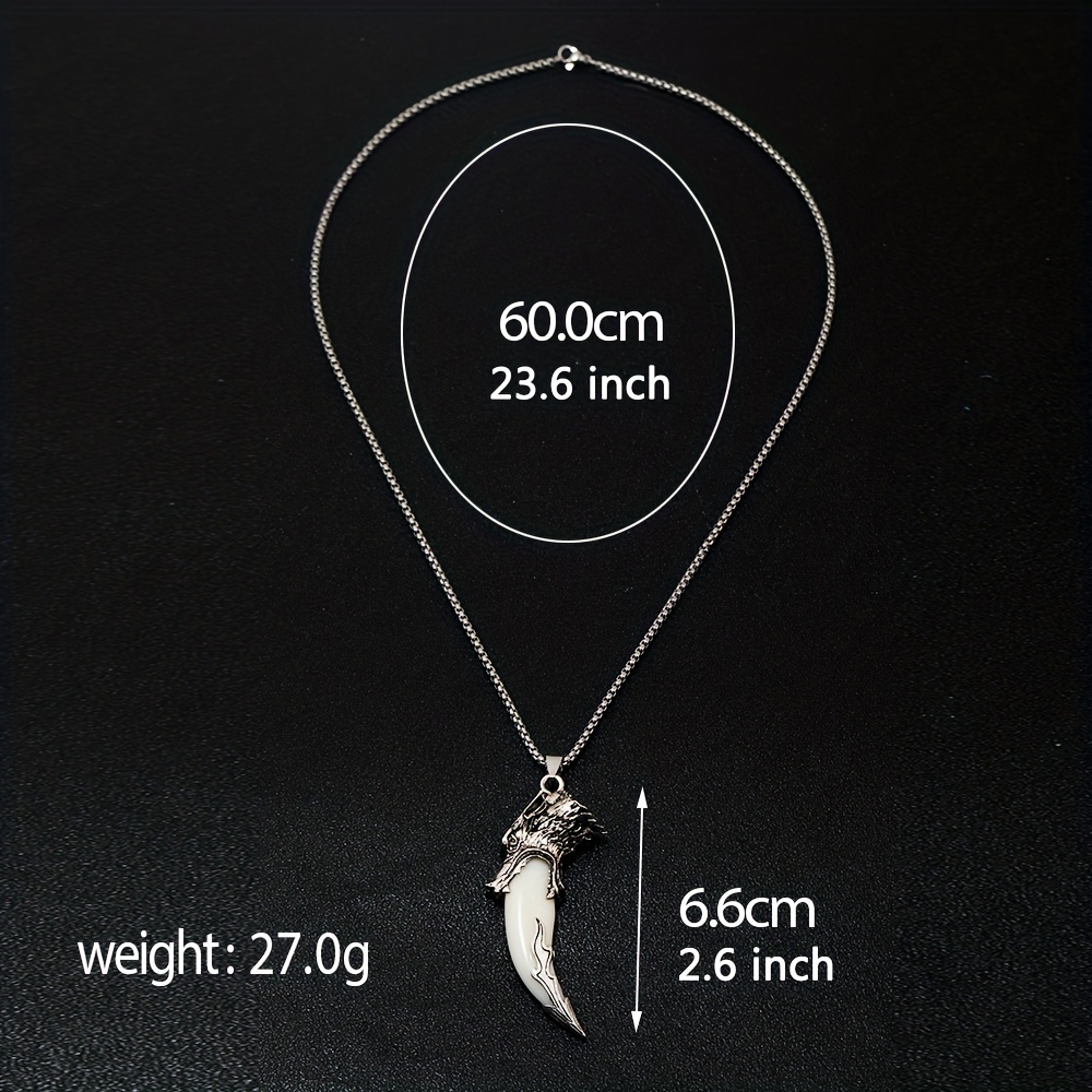 Hip Hop Spike Decor Rhinestone Necklace Wolf Tooth Alloy Necklace For Men -  Temu Bahrain