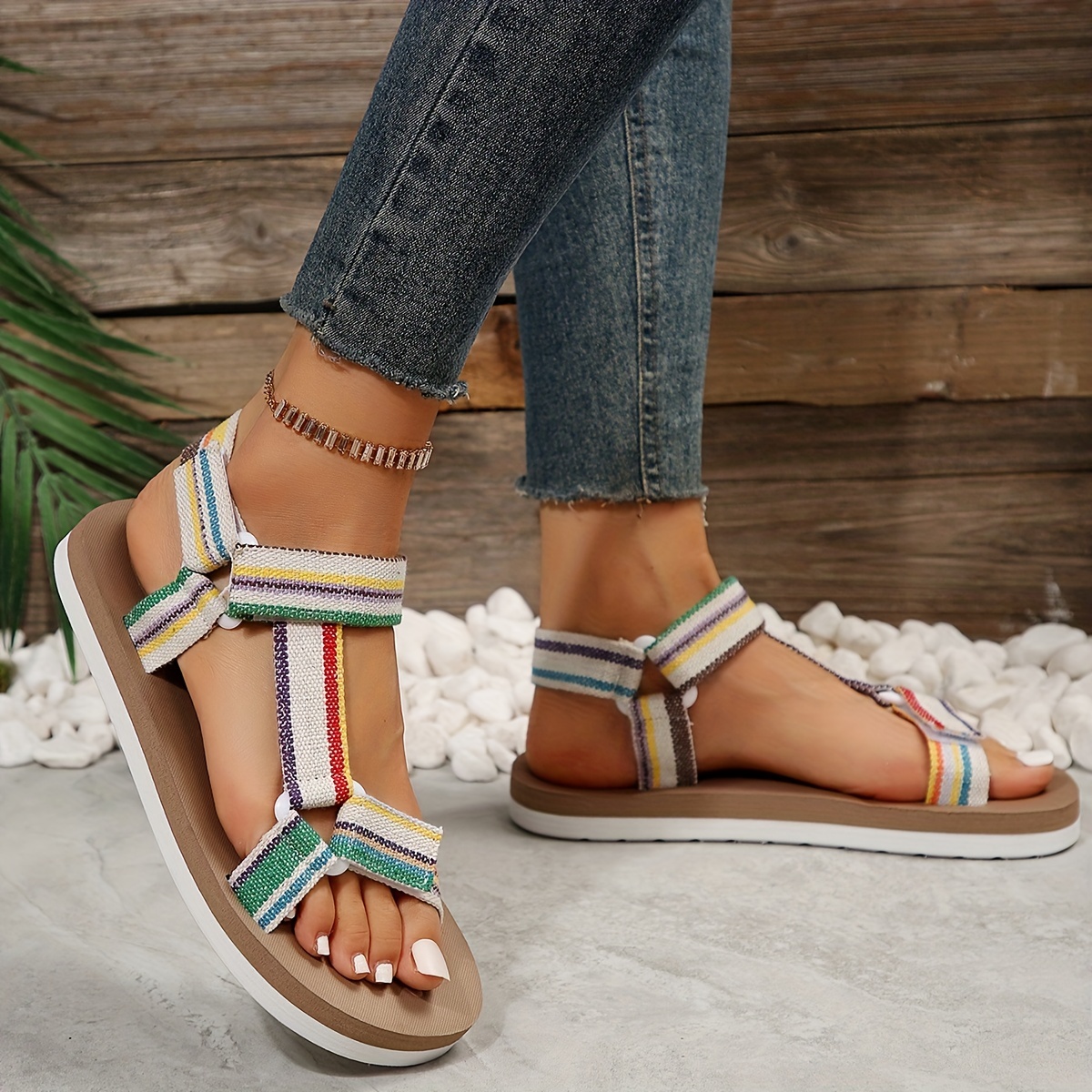 T strap sales slide sandals