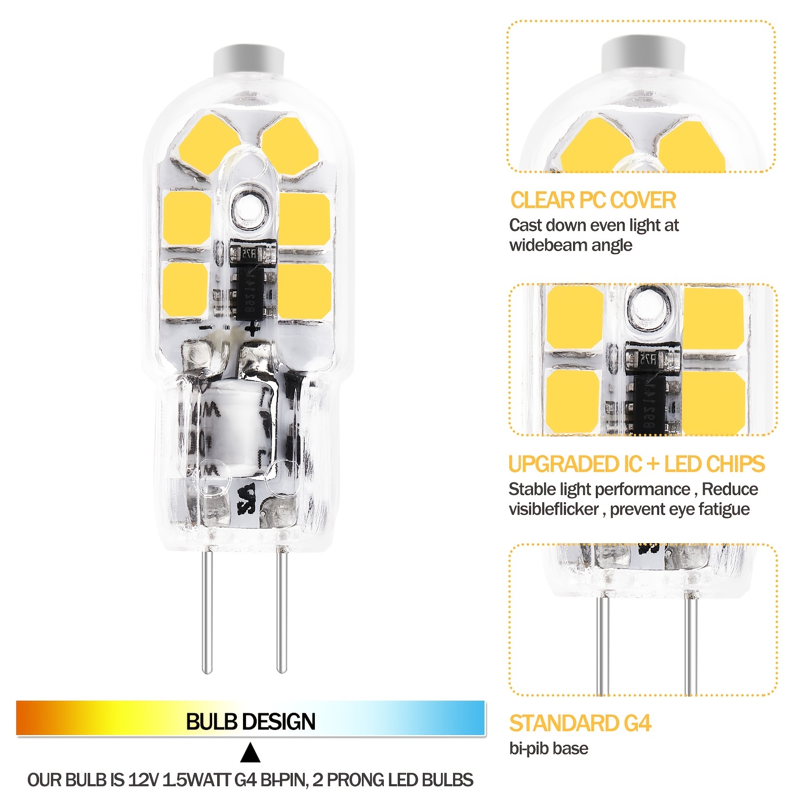 Amazing power G4 LED Bulb, G4 Light Bulb JC Type Bi Pin Base Bulb AC/DC 12V  20W Equivalent G4 Halogen Bulbs for Under Cabinet Range Hood Lighting