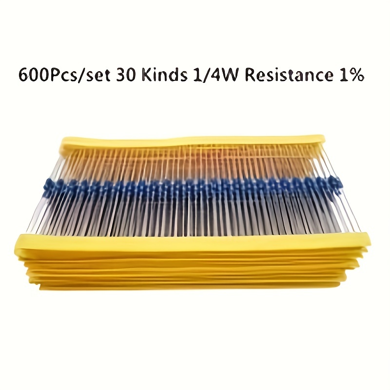 Resistor Assorted Kit 600Pcs Metal Film Resistor Kit Protection Assorted Set  Electronic Equipment 1/4w 