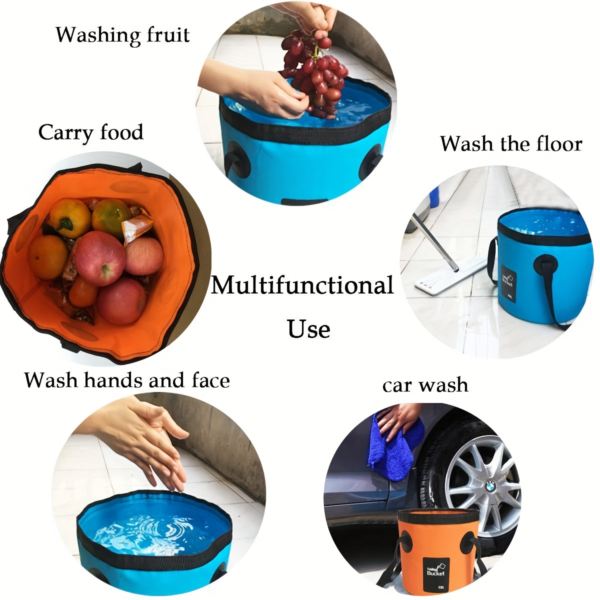OAVQHLG3B Collapsible Bucket 5 Gallon Container Folding Water Bucket  Portable Wash Basin,Outdoor Camping Accessories for Camping Fishing  Travelling Outdoor Gardening Car Washing 