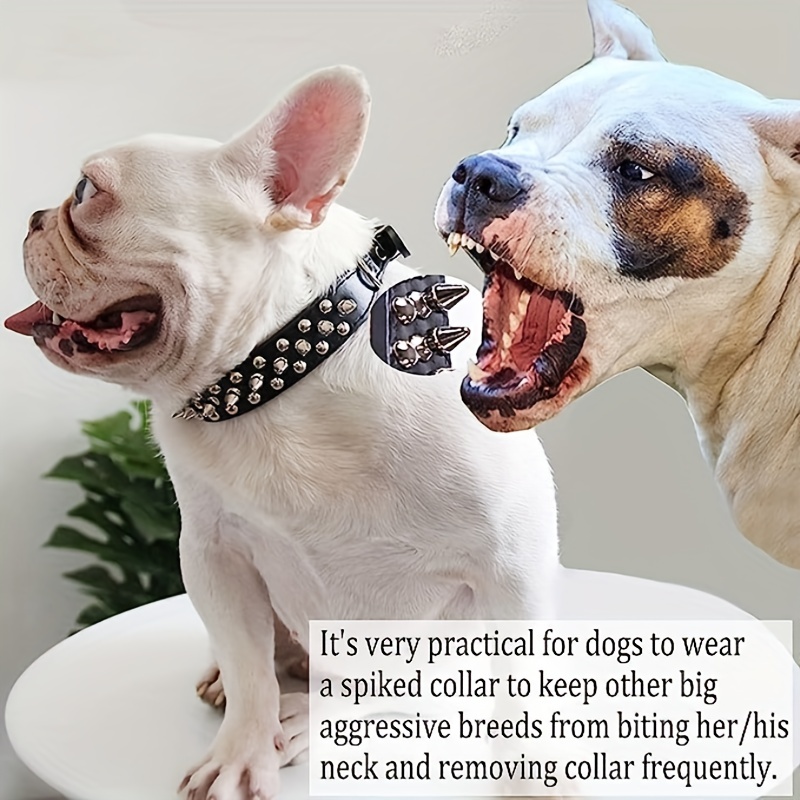 Spiked Dog Collar, Mushroom Rivet PU Leather Adjustable Wide Cat