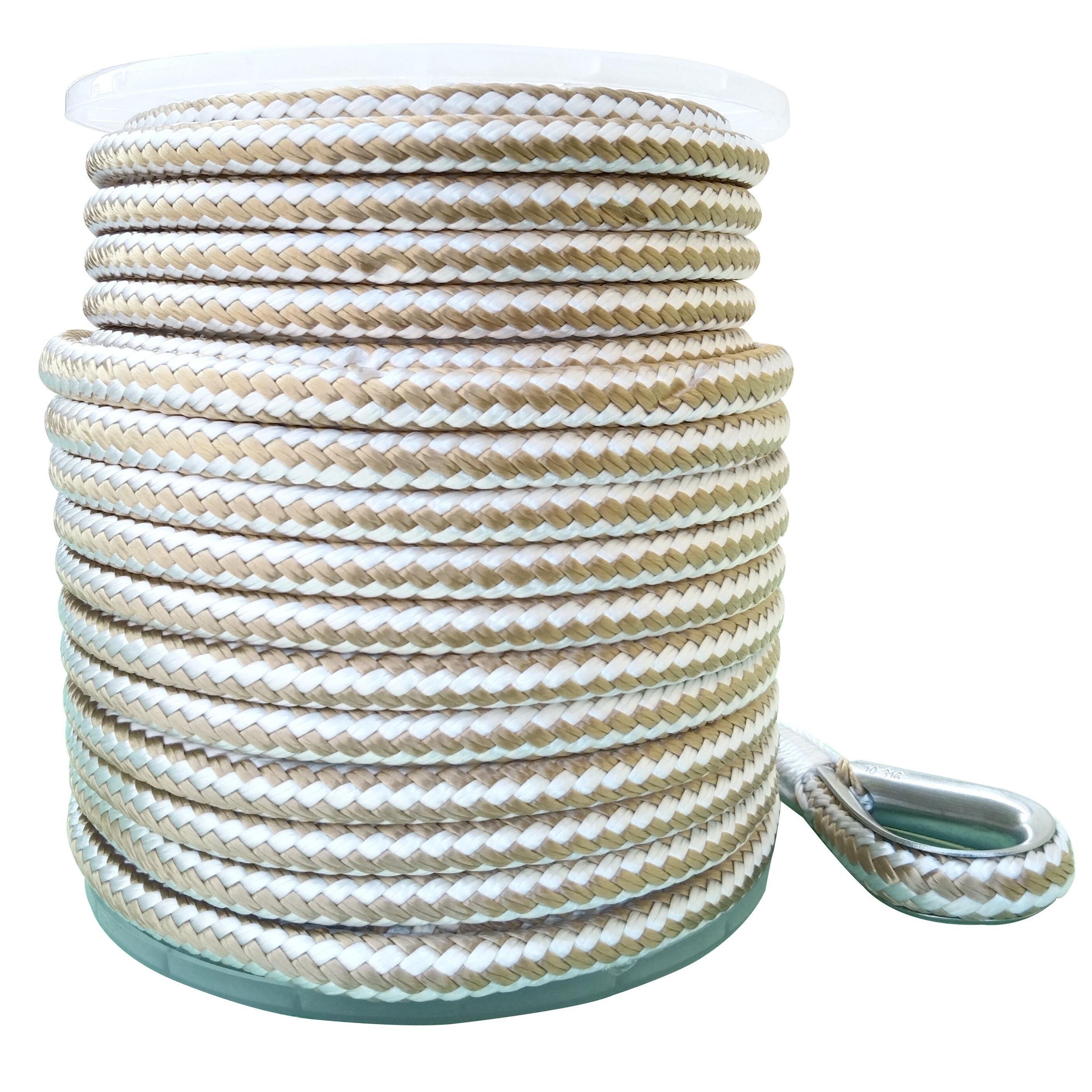 

1 Roll, Double Braided Nylon Anchor Line, 3/8 Inch *150 Ft, With 316 Thimble, 4150 Lb Breaking Strength