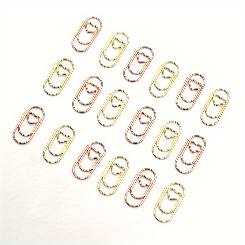 

100pcs Mini Heart-shaped Paper Clips, Creative Heart-shaped Push Pins, Student Exam Paper Clips, Metal Ripple Pins, Office Stationery Supplies, Golden Ripple Pins