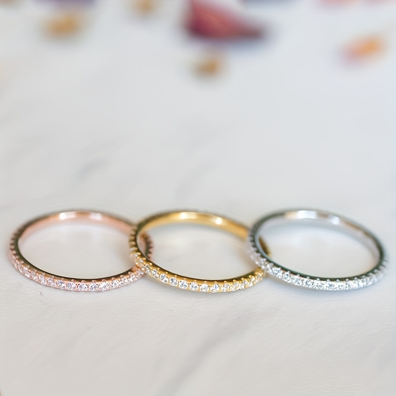 Zircon Inlaid Sparkly Finger Ring