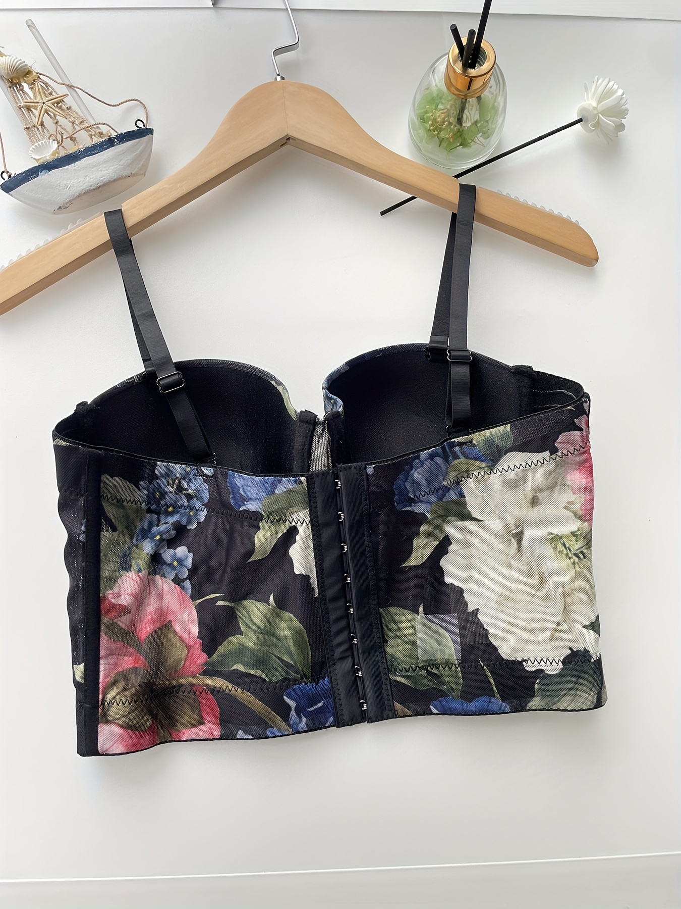 Floral Print Cami Corset Bustier Tummy Control Push Slimmer - Temu