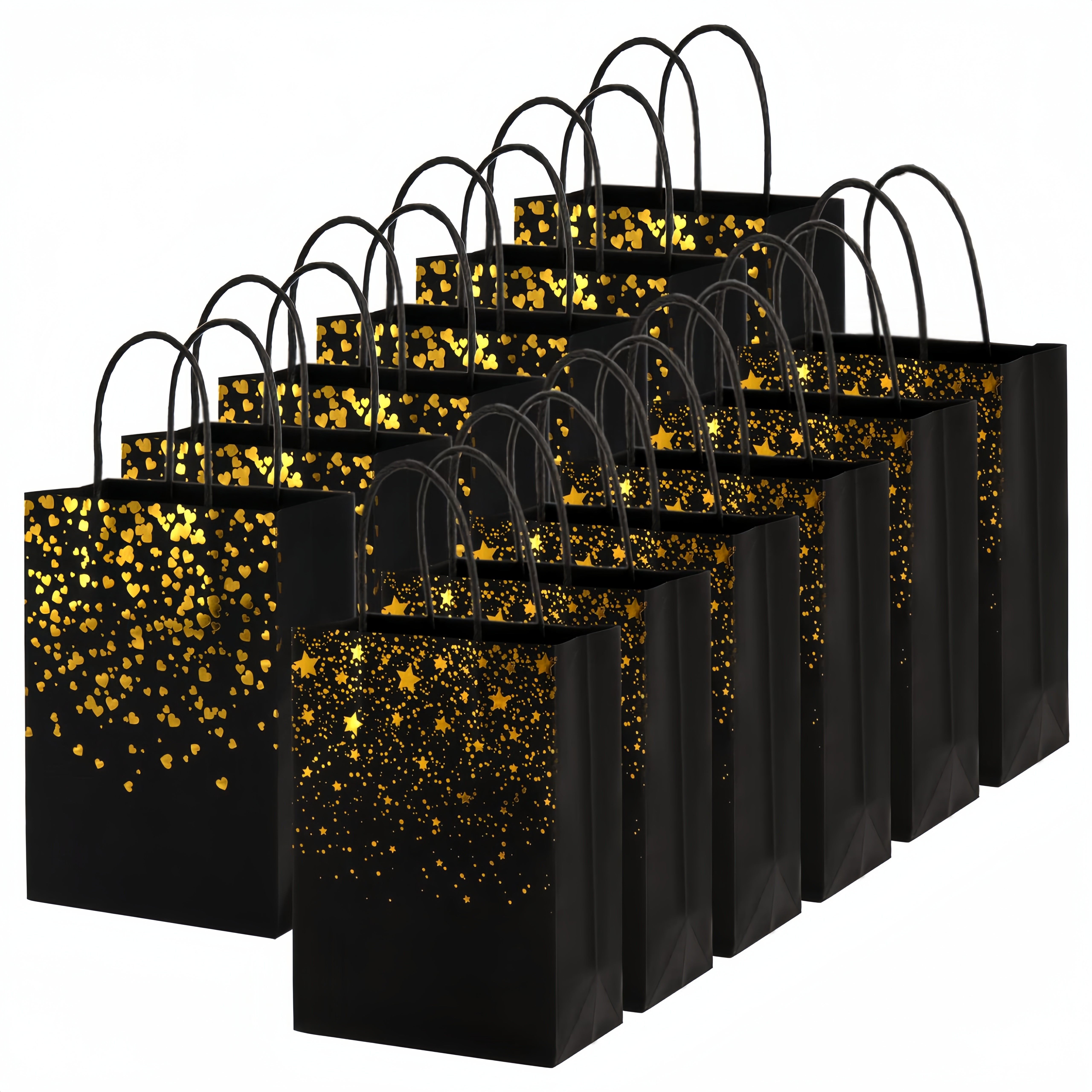 Black Golden Gift Bags Kraft Paper Party Favor Bags With - Temu