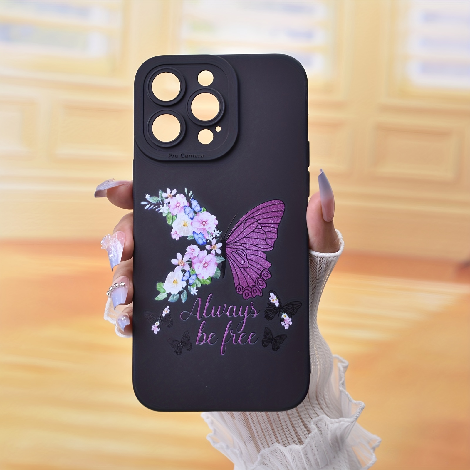 For iPhone 13 Pro Max 12 11 XS XR 8 Cute Shockproof Butterfly Square Case  w/ring