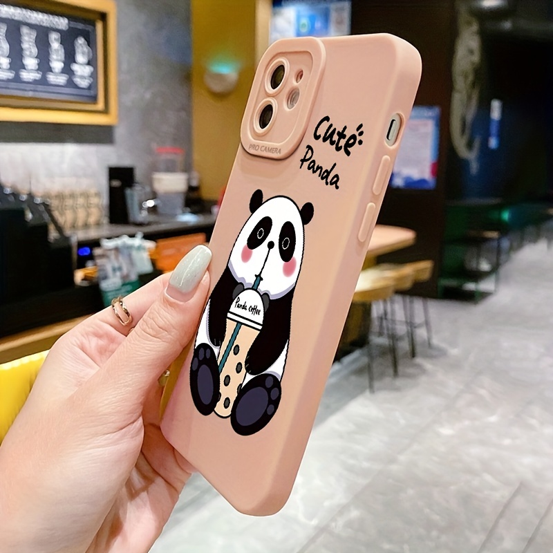 Panda Drinking Milk Tea Graphic Phone Case Iphone 14 Pro - Temu