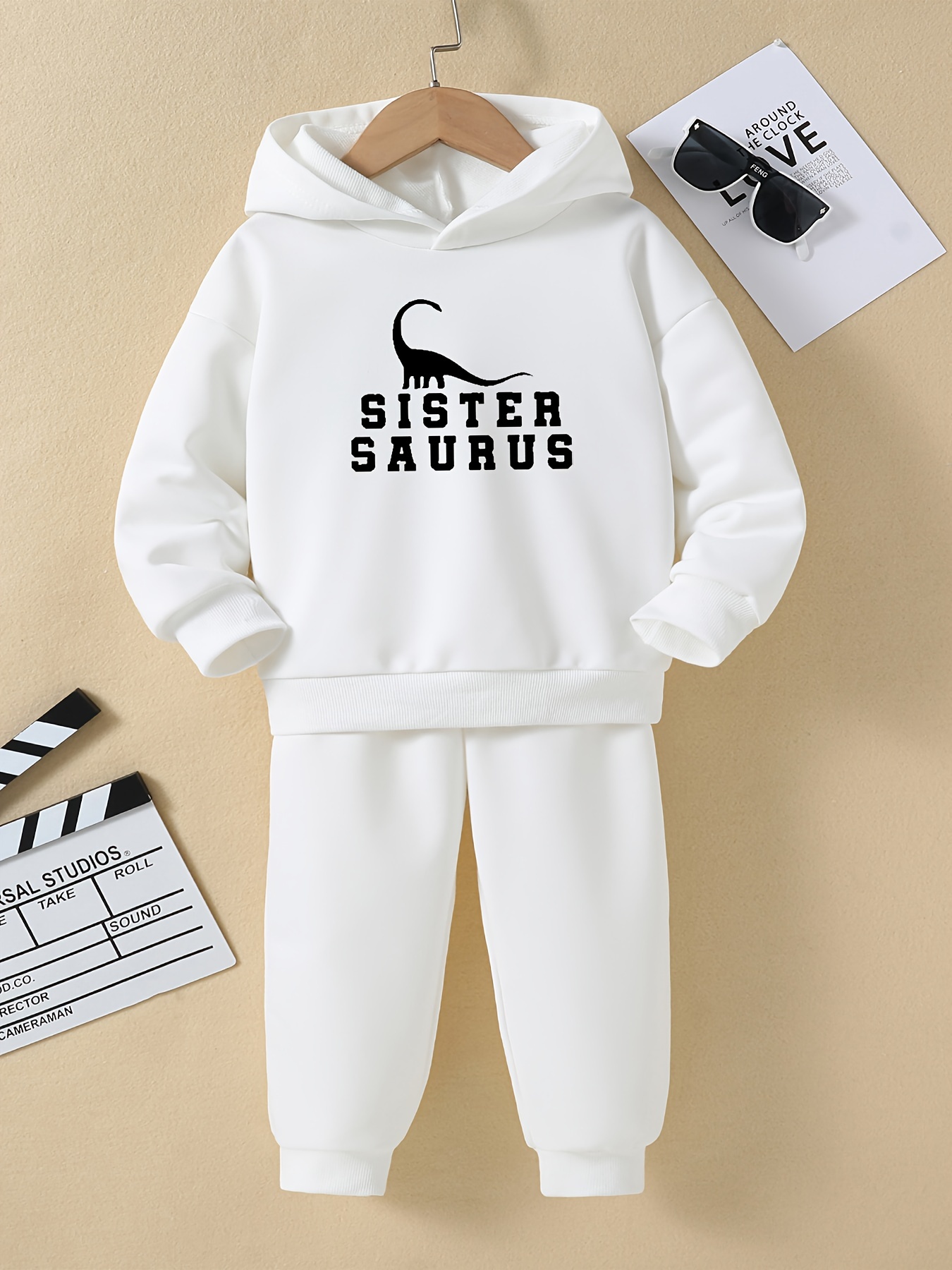 Girl's Little Sister Print Outfit Sweatshirt Sweatpants Set - Temu