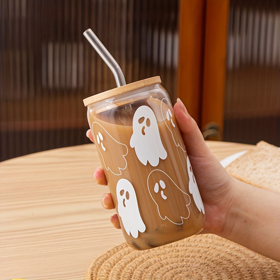 Wildflower Iced Coffee Cup with Lid & Straw, 16oz Tumbler, Cute Boho Iced  Coffee Glass