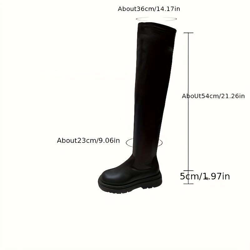 womens solid color platform boots trendy slip on motorcycle boots fashion over the knee boots 1