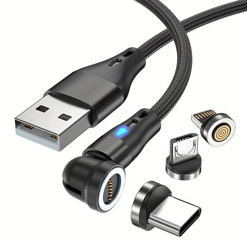 Cable de carga magnético USB-C de 1 metro con enchufe giratorio de 540 ° -  2.4A