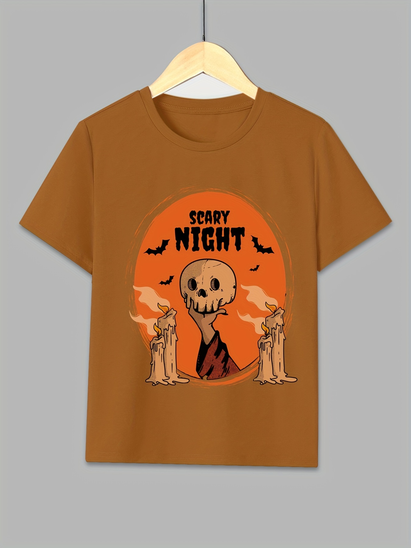 Scary Skull And Stylish Letter Print Boys Creative T Shirt Casual