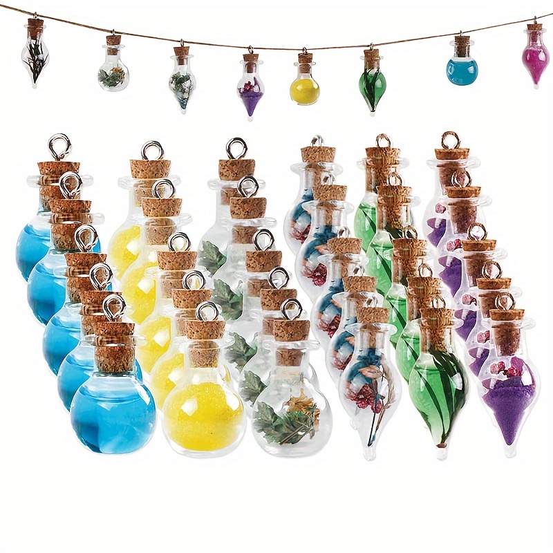 Mini Glass Bottles Charms Rectangle Cute Bottles With Cork Little Bottles  Diy Gift Tiny Jars Pendants