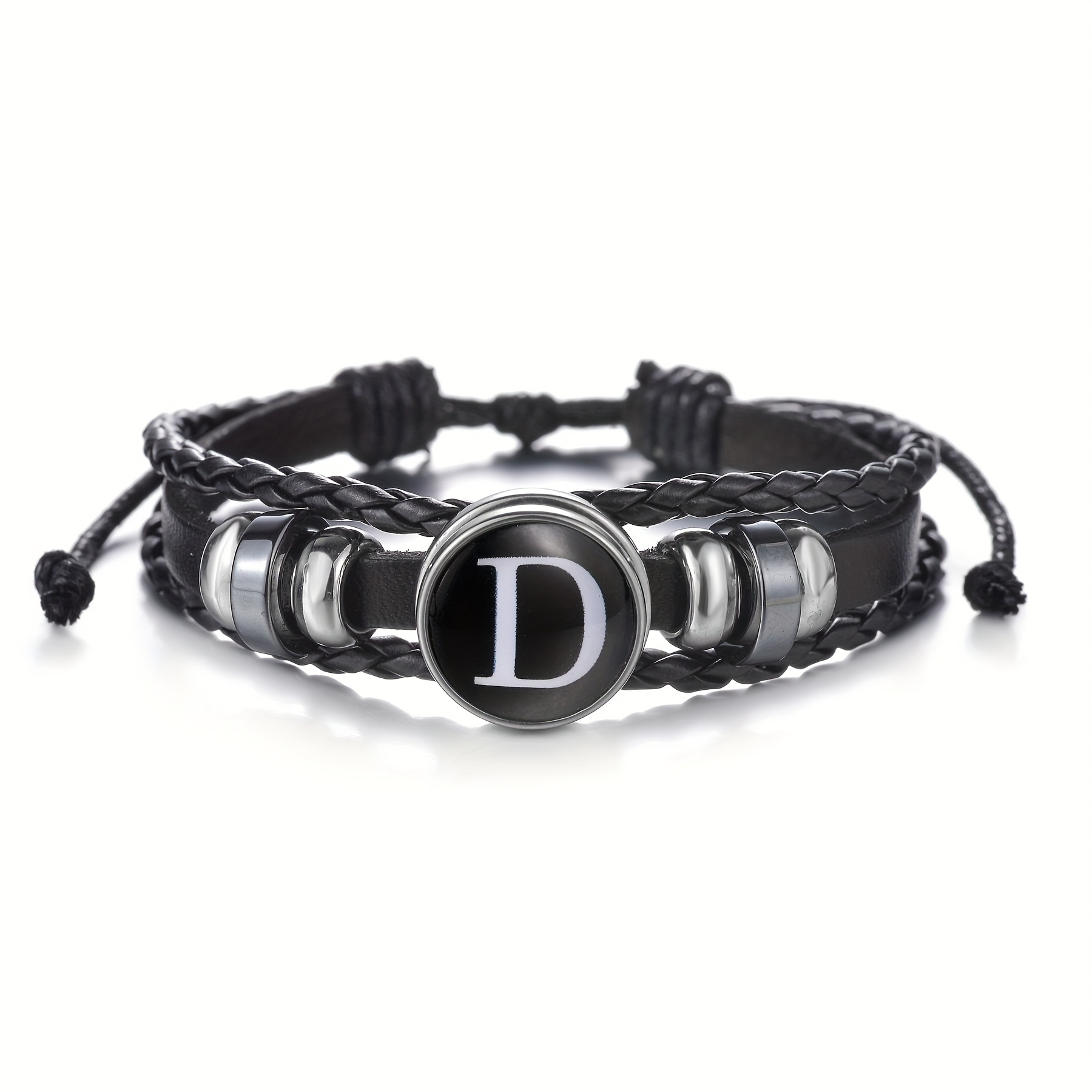 Multi-layer Braided Bracelet, Punk Style 26 Letters Leather