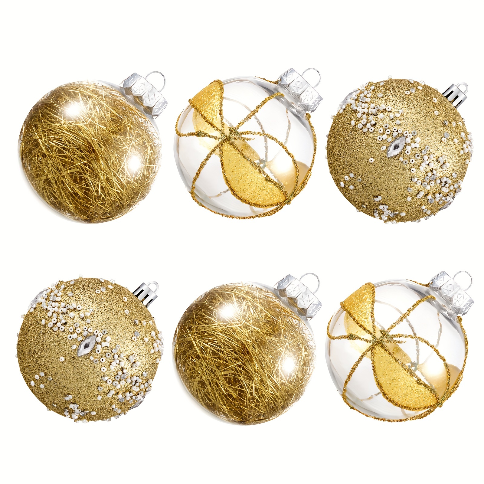 2.5'' Clear Iridescent Christmas Ball Ornaments Plastic Fillable Ornament  Ball For Christmas Party Birthday Wedding Decorations 