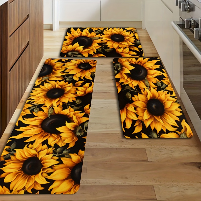 TEMU 1-3pcs, Sunflower Pattern Rug, Pattern Bathroom Rug, Kitchen Mat, Bathroom Mat Outdoor Rug, Bathroom Decor Bathroom Mat Non-slip Kitchen Floor
