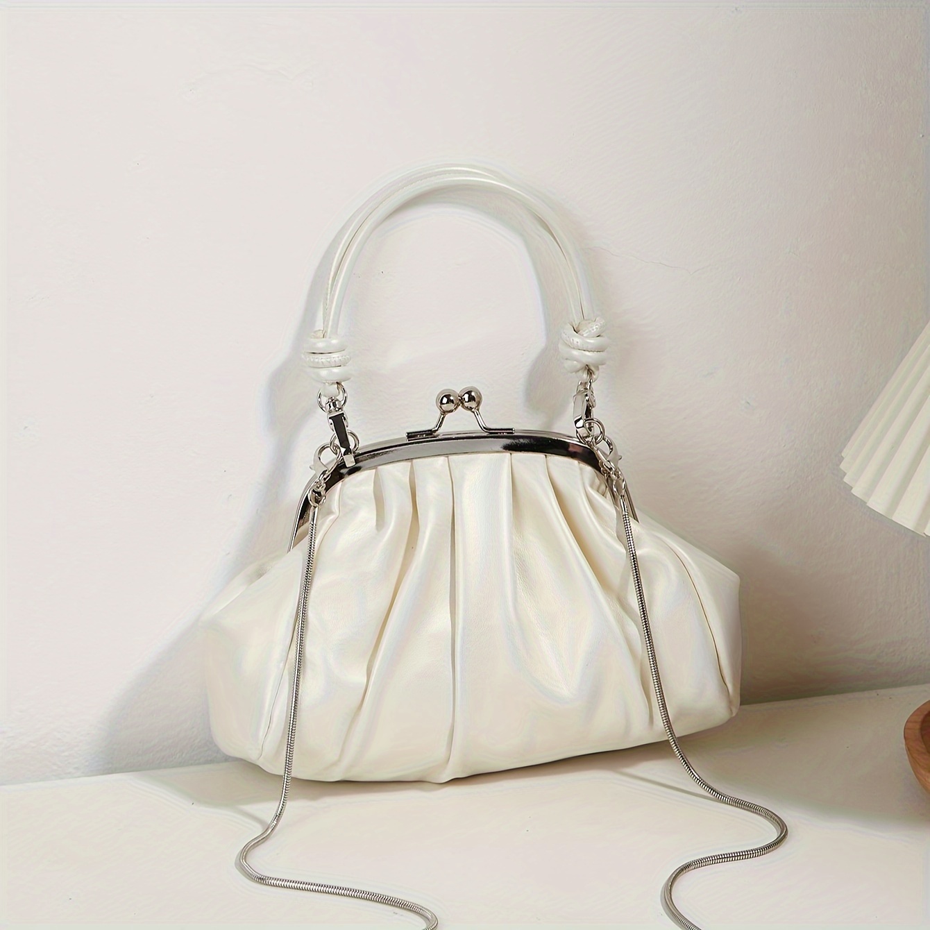 

Mini Vintage Pleated Clutch, Retro Crossbody Frame Bag, Women's Elegant Handbag, Shoulder Bag & Purse