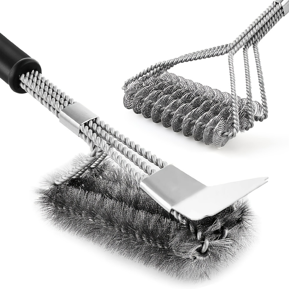 1 Bbq Cleaning Grill Brush With Scraper Long Handle Grill - Temu