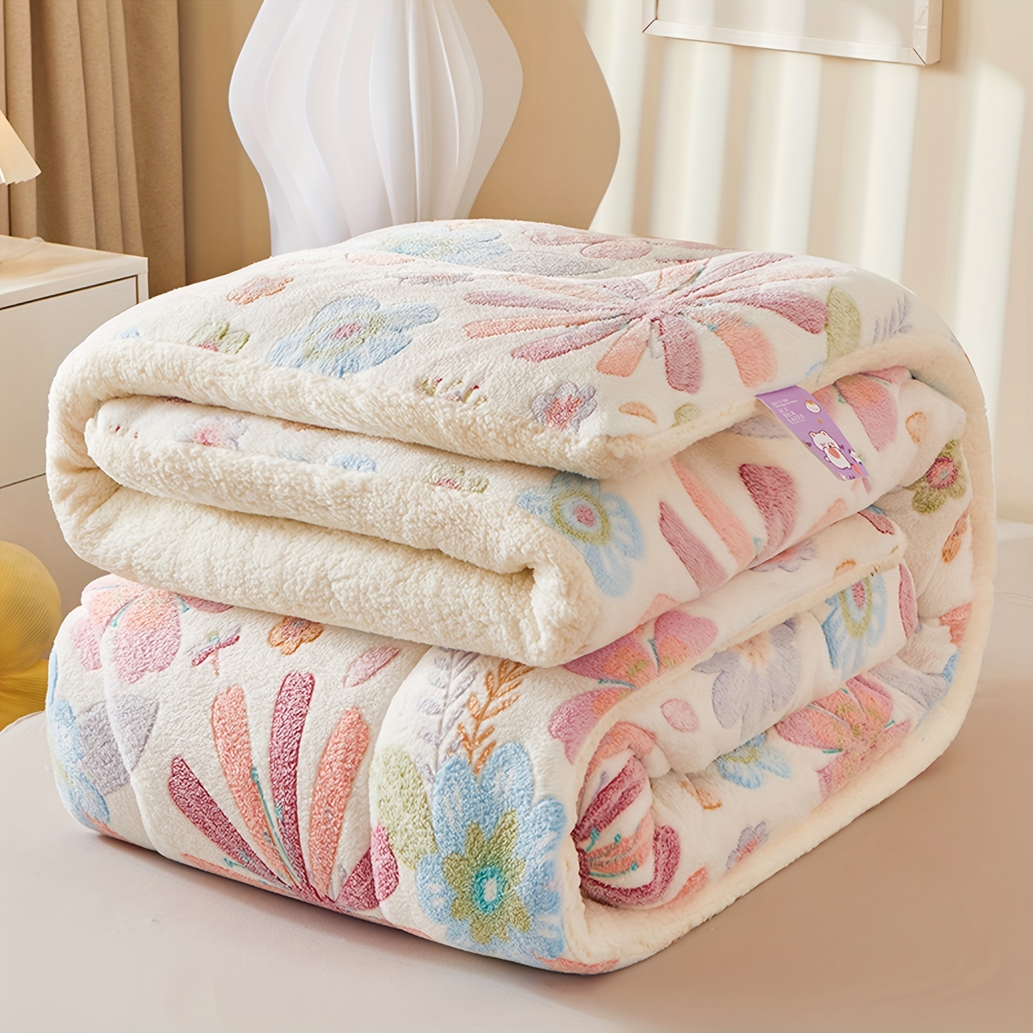 Soft Warm Flower Fleece Printed Winter Comforter Autumn - Temu