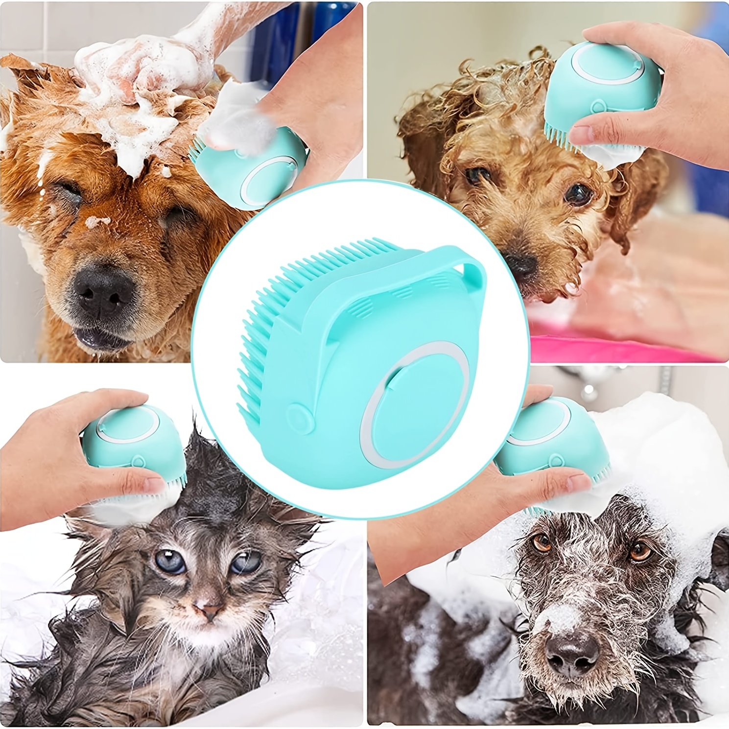 Pet Bath Brush Shampoo Massage Brush Soft Silicone Puppy Cat Comb