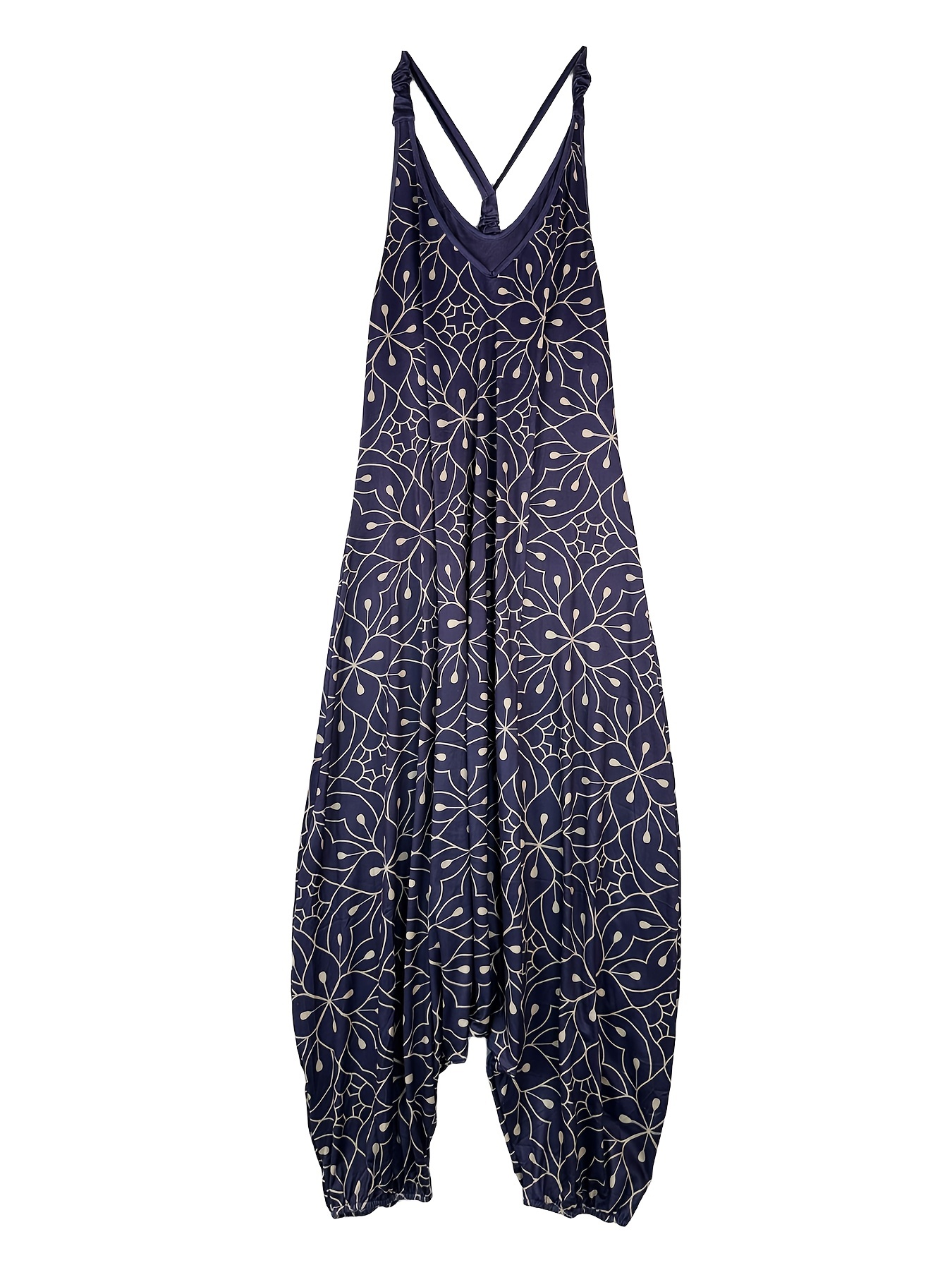 Plus Size Boho Jumpsuit Women's Plus Floral Print Surplice - Temu