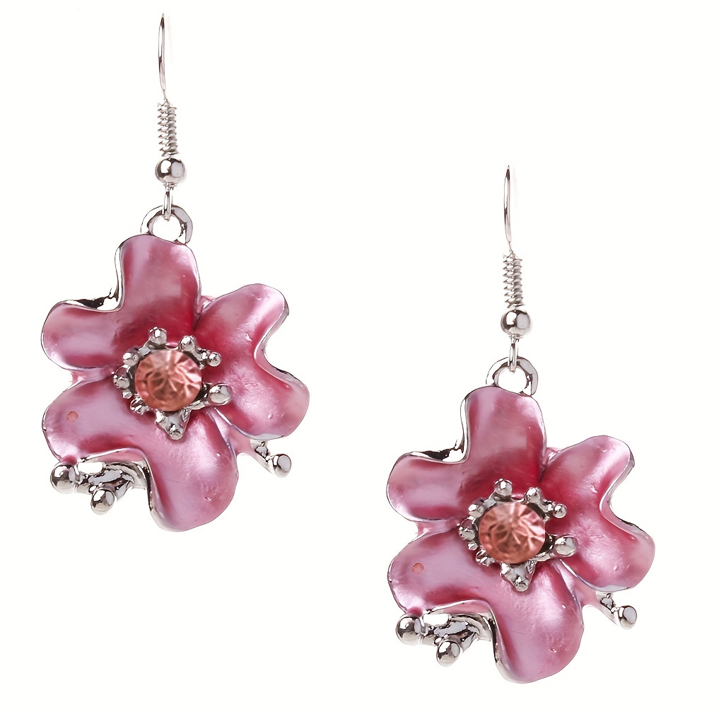 Fashionable Sweet Chain Set Flower Embedding Necklace Earring