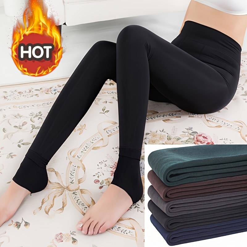 Winter Fleece Lined Leggings Women High Waist Velvet Keep Warm Pants Solid  Comfortable Stretchy Thermal Tights Plus Size Leggins