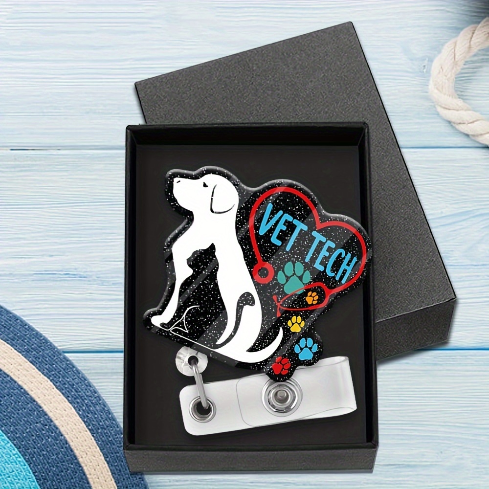 Valentine's Day,pc Funny Black Cat Doctor Silver Glitter Retractable Badge Reel with Shark Clip, Cute Black Cat Blood Pack Badge Holder Gift for
