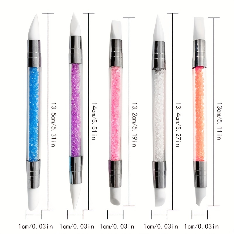 Nail Art Double-head Silicone Pen, Smudge, Powder, Point Drill  Multi-purpose Silicone Pen DIY Nail Tool  