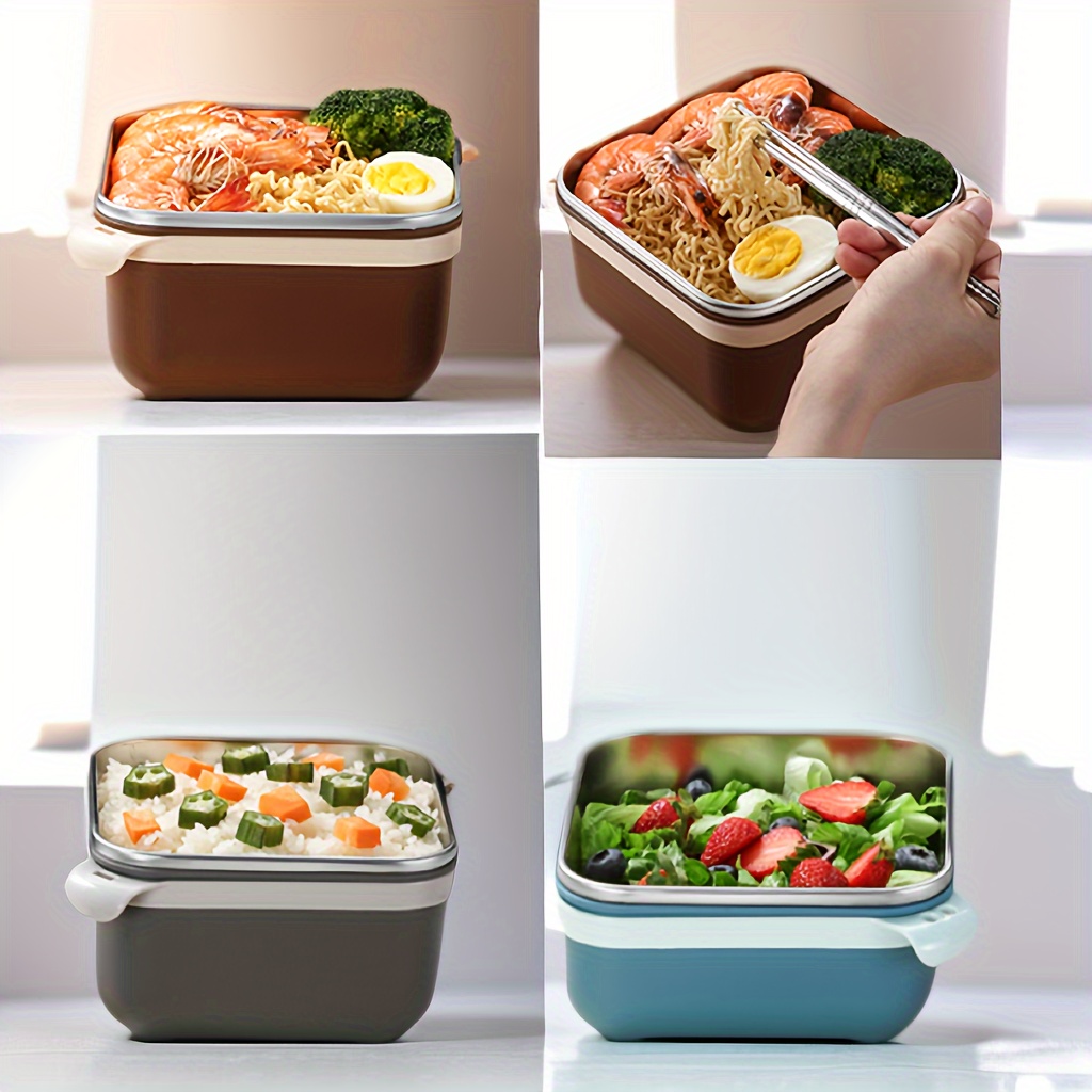 Bento Box Termico In Acciaio Inossidabile 304 A Colori Multipli Da 1 Pz Con  Coperchio E Porta Cellulare, Ciotola Sigillata Con Sabbia Per Riso E Frutta  All'Aperto, Ciotola Per Filtro Acqua Quadrata