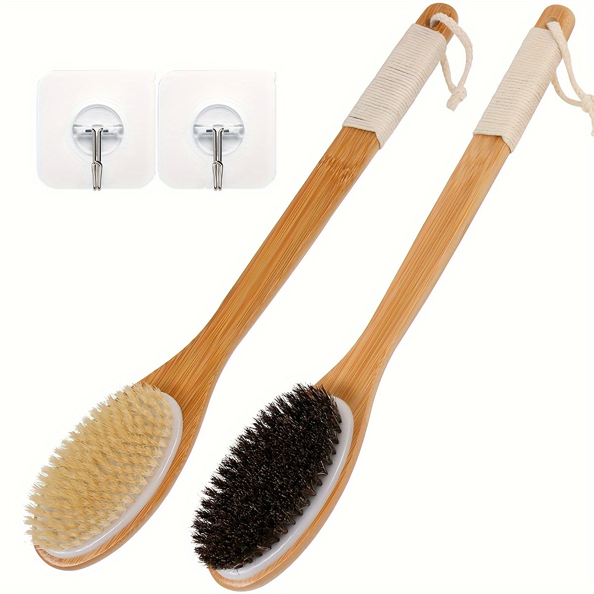 2pc Long Handle Back Body Shower Spa Bath Sponge Brush Exfoliating