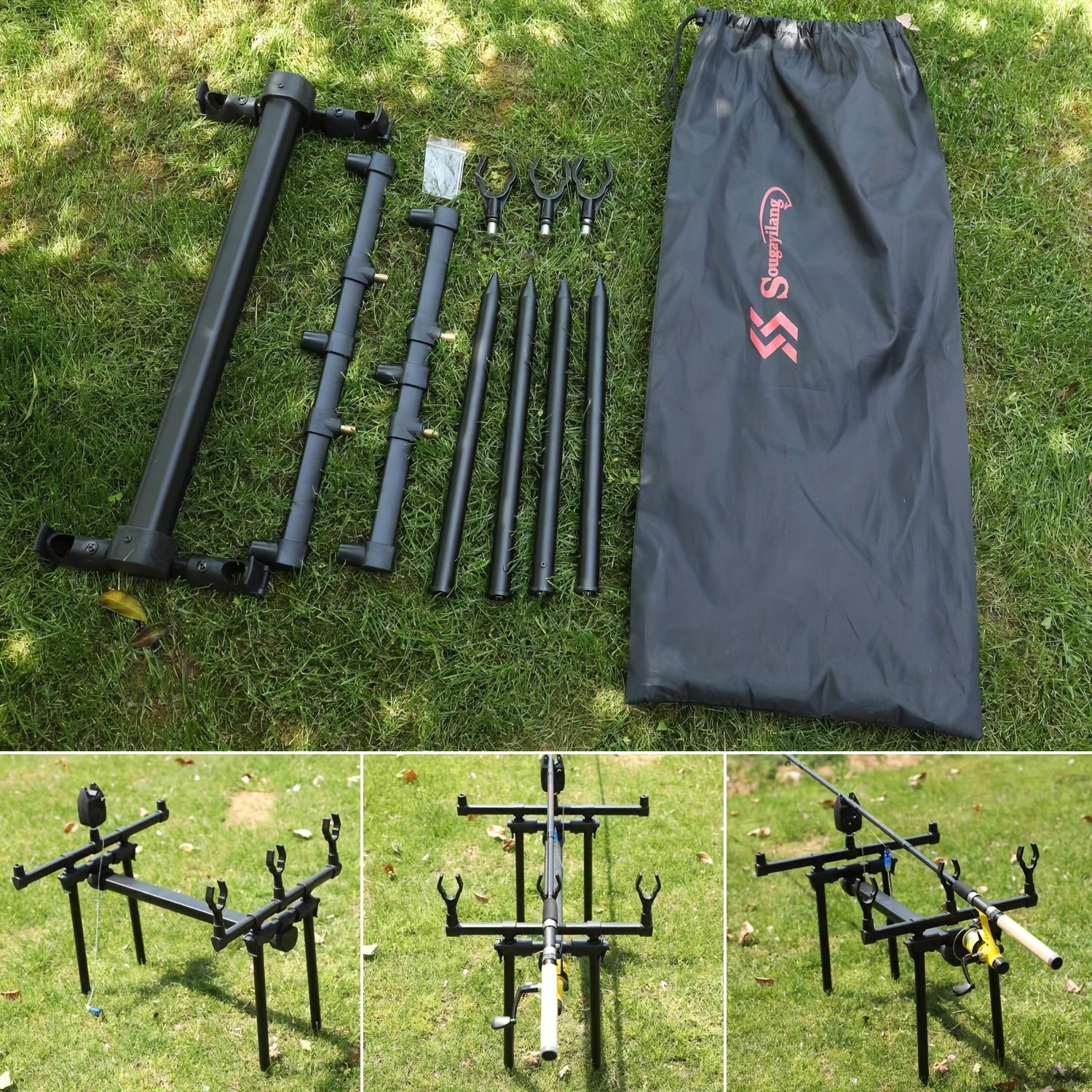 MagiDeal 2Pcs Aluminium Alloy Folding Fishing Rod Pole Holder Ground  Support Stand Vertical Mounted Rod Holder : : Sports, Fitness &  Outdoors