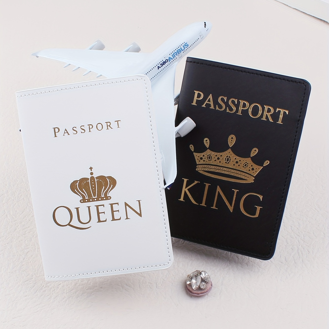 King & Queen Passport Holder Couple Crown Travel Accessories