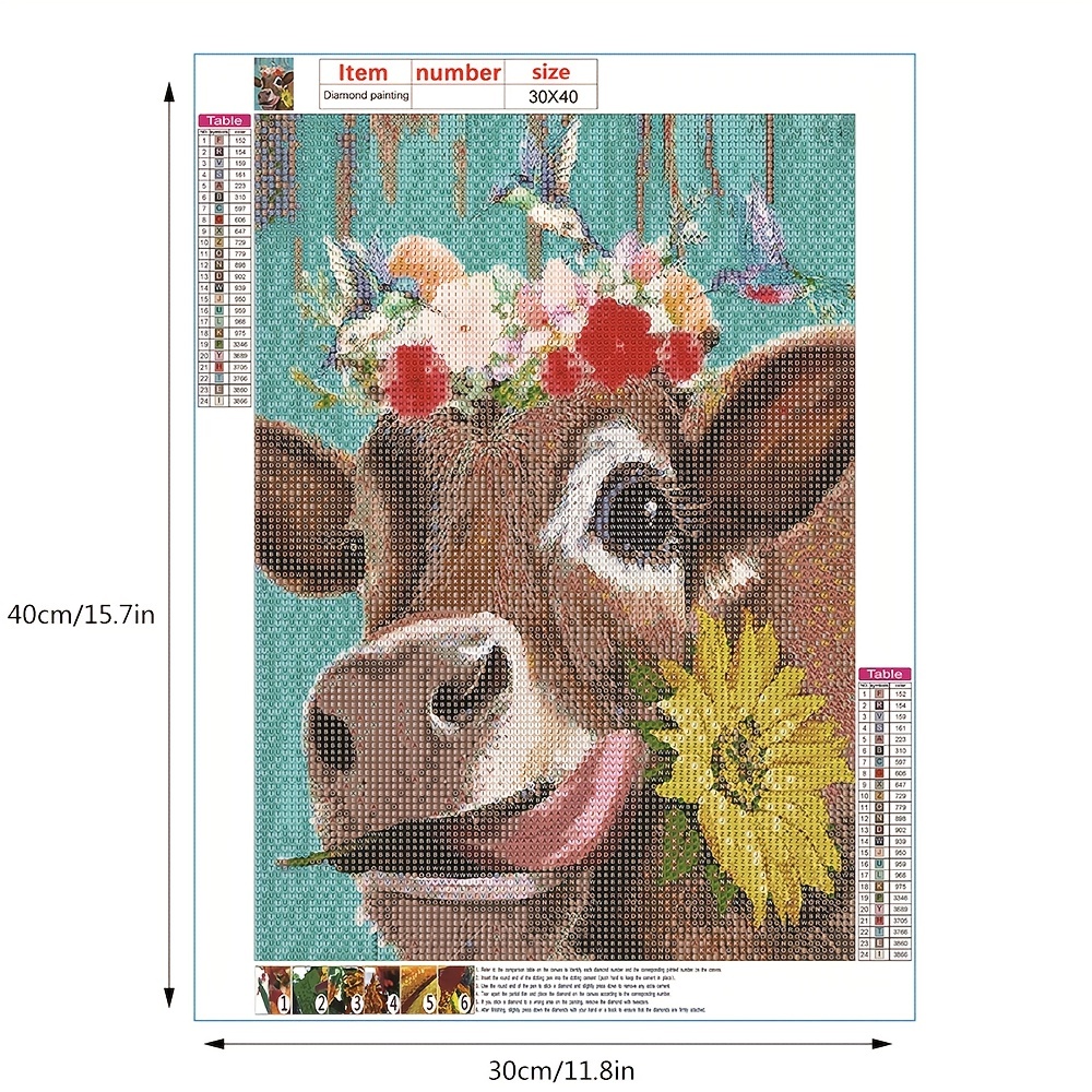 Floral Cow Diamond Painting Kits Full Drill – OLOEE