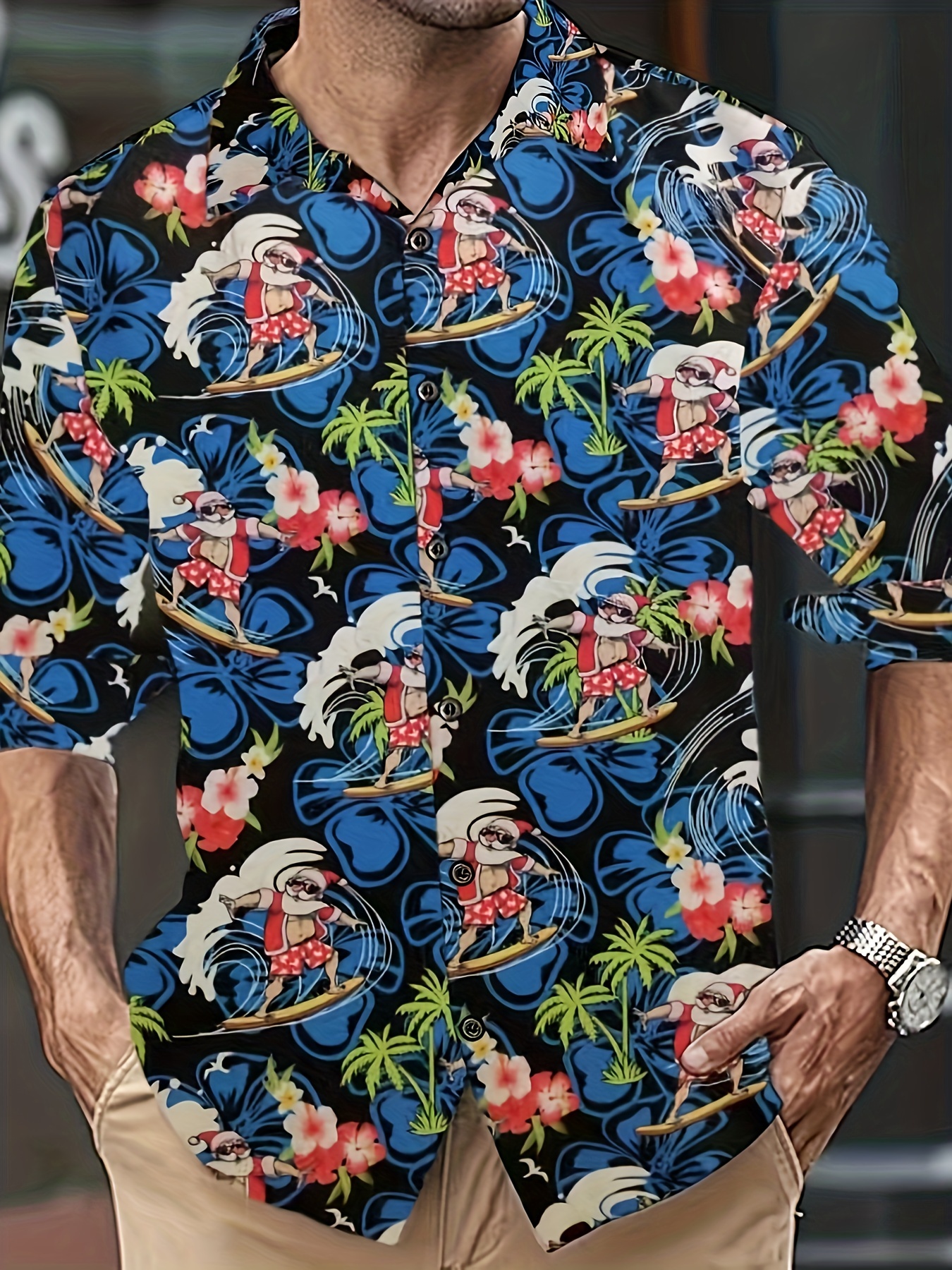 Christmas Hawaiian SSLR Long Sleeve Button Down Ugly Shirts Size