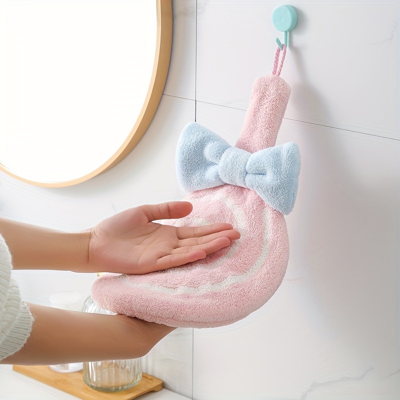 Cartoon Decor Hand Towel Coral Velvet Bathroom Wipe Hand - Temu