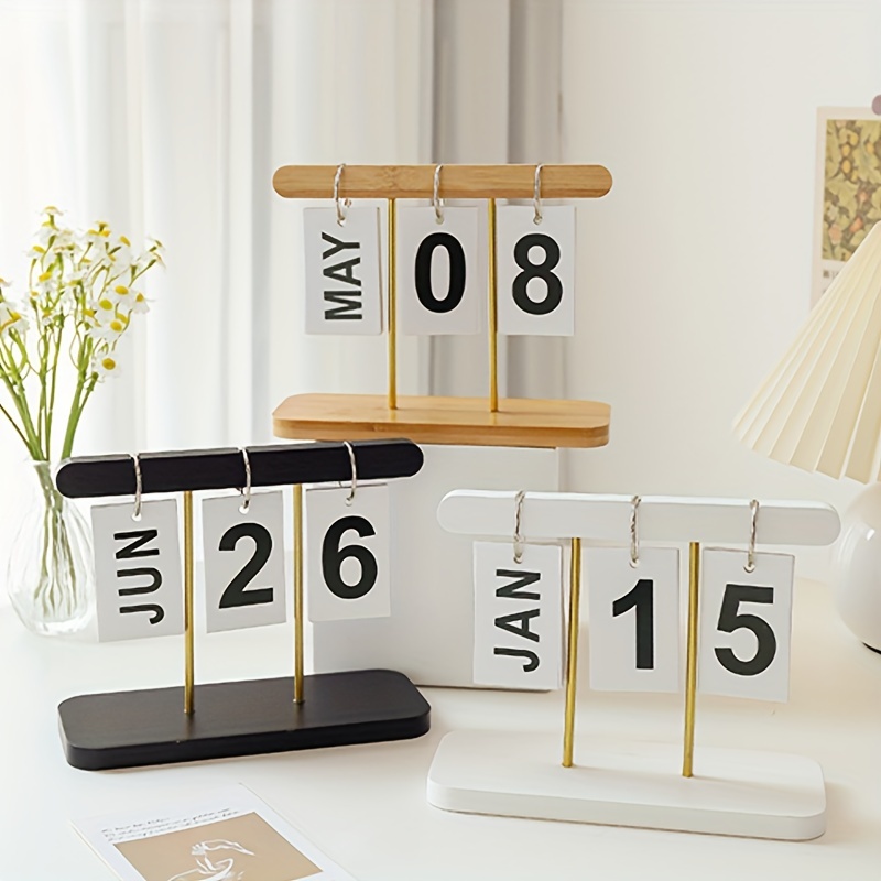 solacol Desk Accessories for Women Office Wooden Perpetual Desk Calendar  Flip Calender for Desk Office Decor Creative Month Date Display for Women  Home Office Desktop Accessories Photo Props 