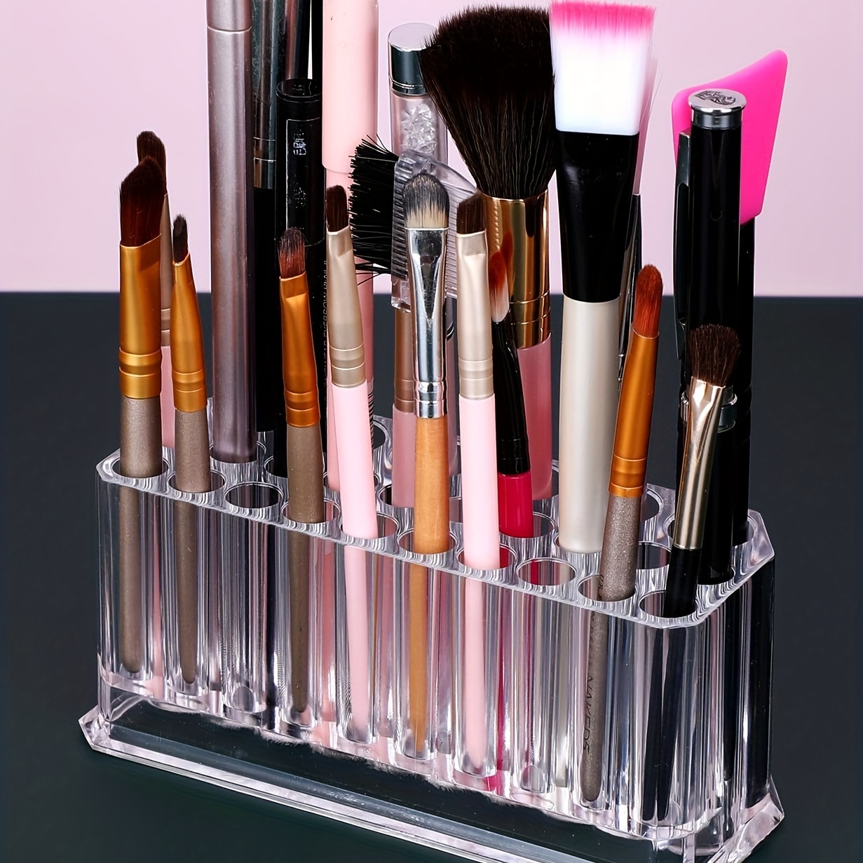 Table Acrylic Makeup Nail Art Brush Holder Cosmetics Storage Box Organizer  Case Bag Brushes Organizer Make