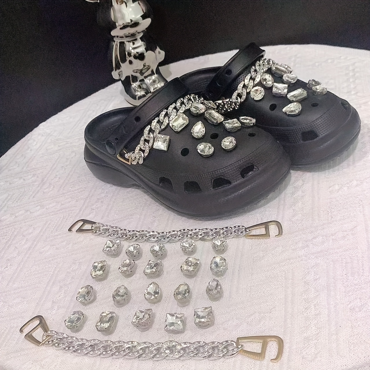 Black Charms Shoe Shinning Jibbitz Bling Shoe Clogs Custom -  in 2023