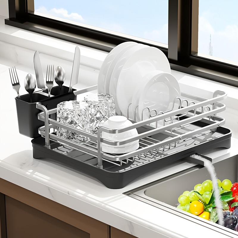 Dish Rack, Metal Drip Tray, Dish Drying Rack With Removable Plastic Utensil  Drying And Draining Rack, For Kitchen Countertop, For Draining Kitchen  Utensil, Kitchen Storage Supplies - Temu New Zealand