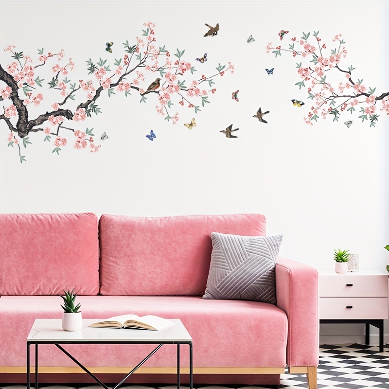 Autocollant mural amovible avec branche d'arbre d'oiseaux pour crèche ou  bureau