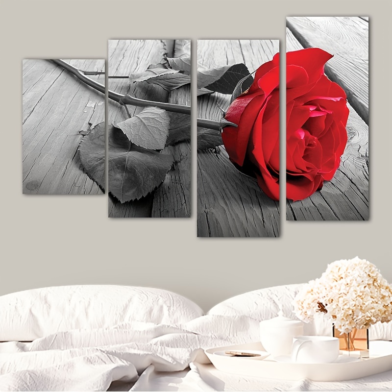 Modern Rose Flower Canvas Wall Art Elegant Home Decorative Painting For Living  Room, Bedroom, And Office No Frame Needed Temu